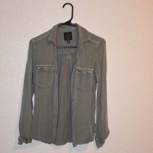 American Eagle Army Green Button Down Shirt